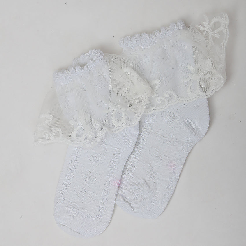 Girls Frill Socks - White, Kids, Girls Socks, Chase Value, Chase Value