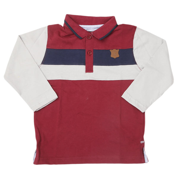 Boys Full Sleeves Fancy Polo T-Shirt - Maroon, Kids, Boys T-Shirts, Eminent, Chase Value