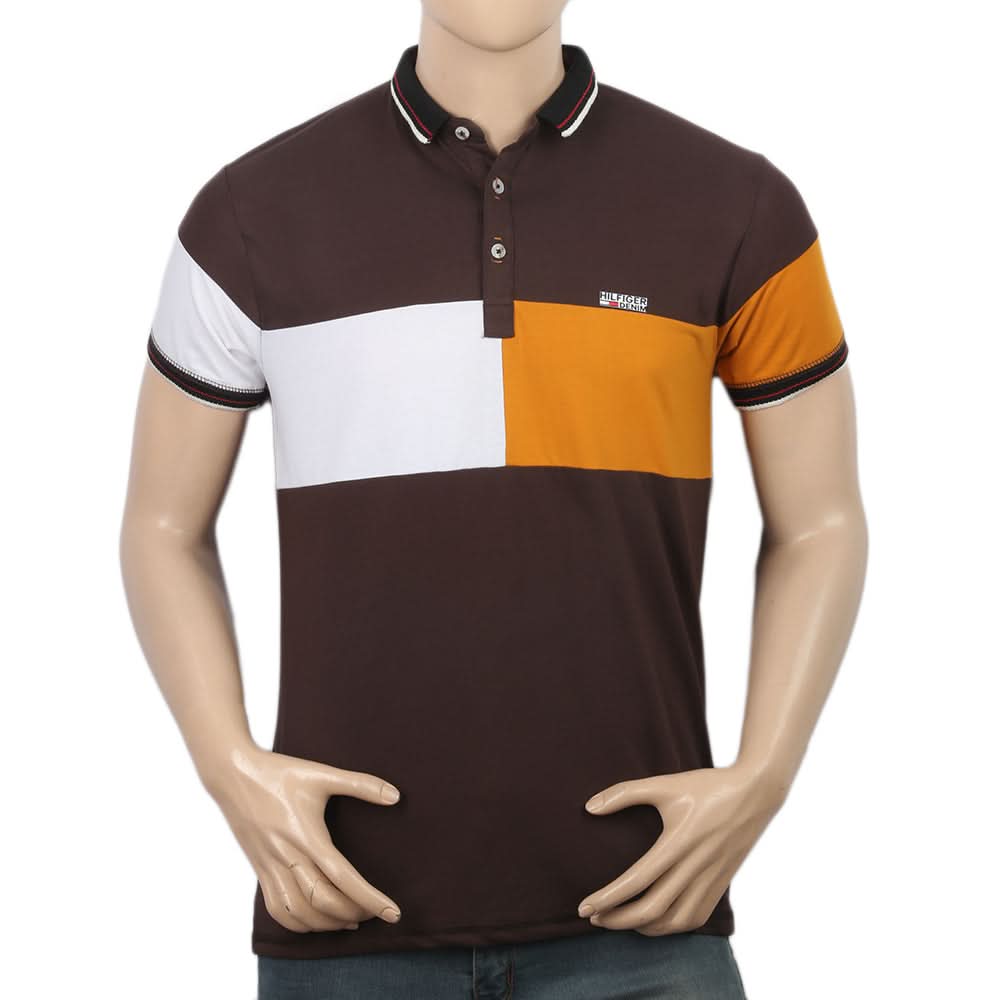 Men's Half Sleeves Polo T-Shirt - Dark Brown, Men, T-Shirts And Polos, Chase Value, Chase Value
