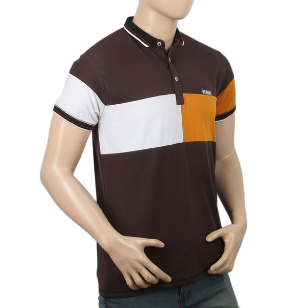Men's Half Sleeves Polo T-Shirt - Dark Brown, Men, T-Shirts And Polos, Chase Value, Chase Value