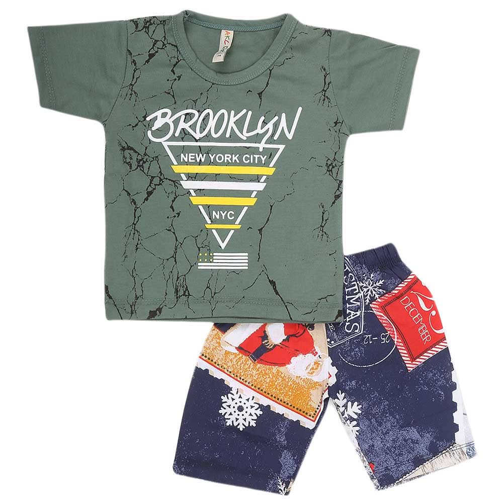 Boys Half Sleeves 2 Piece Suit - Green, Kids, Boys Sets And Suits, Chase Value, Chase Value