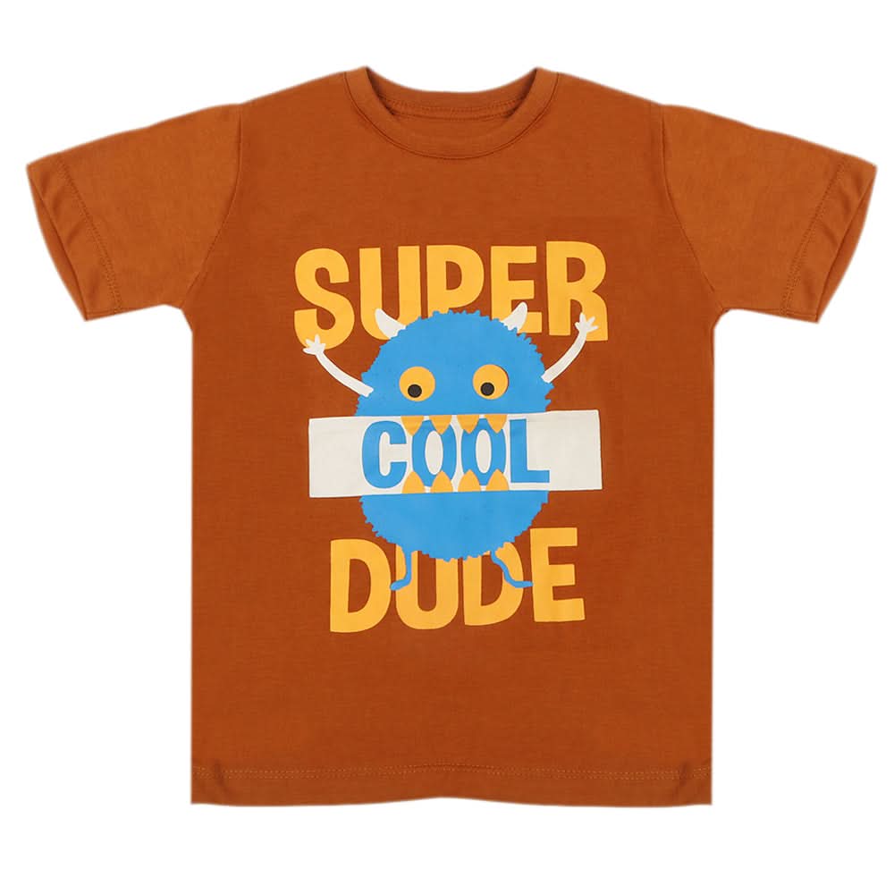 Boys Half Sleeves T-Shirt - Dark Brown, Boys T-Shirts, Chase Value, Chase Value