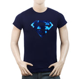 Men's Half Sleeves Round Neck T-Shirt - Navy Blue, Men, T-Shirts And Polos, Chase Value, Chase Value