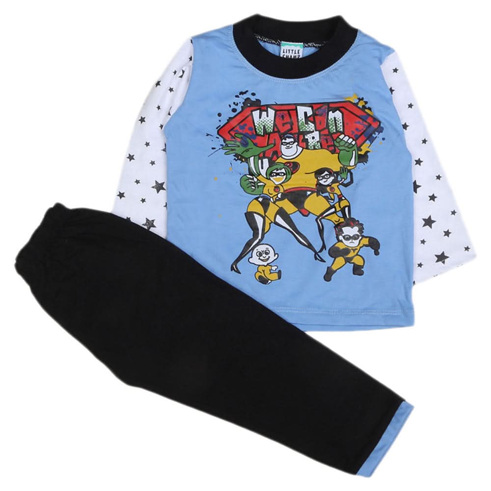Boys Full Sleeves 2 Pcs Suit - Blue, Kids, Boys Sets And Suits, Chase Value, Chase Value