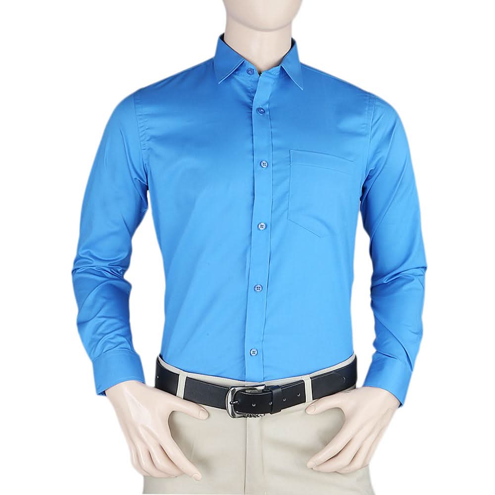 Men's Plain Formal Shirt - Blue - test-store-for-chase-value