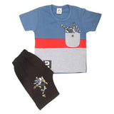 Newborn Boys Half Sleeves Suit - Steel Blue, Kids, NB Boys Sets And Suits, Chase Value, Chase Value