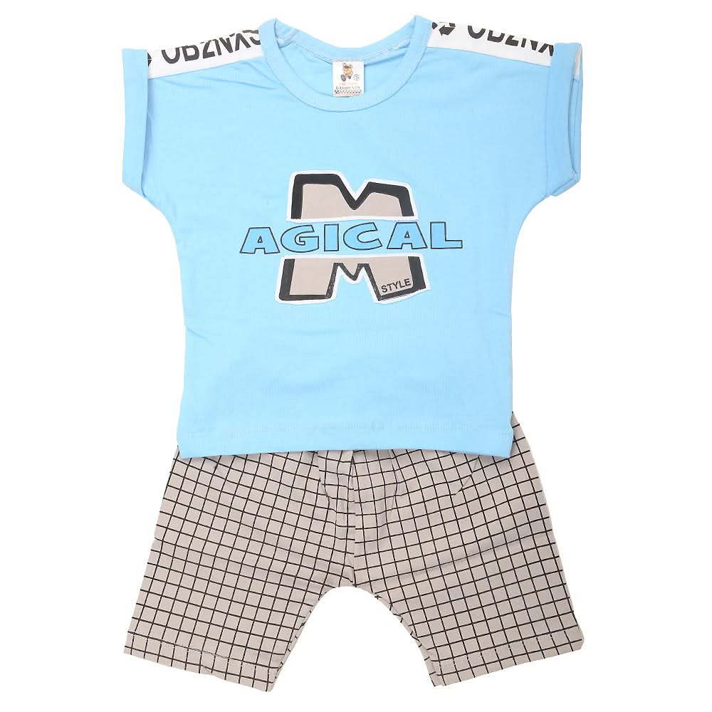 Boys Half Sleeves 2 Piece Suit - Sky Blue, Kids, Boys Sets And Suits, Chase Value, Chase Value