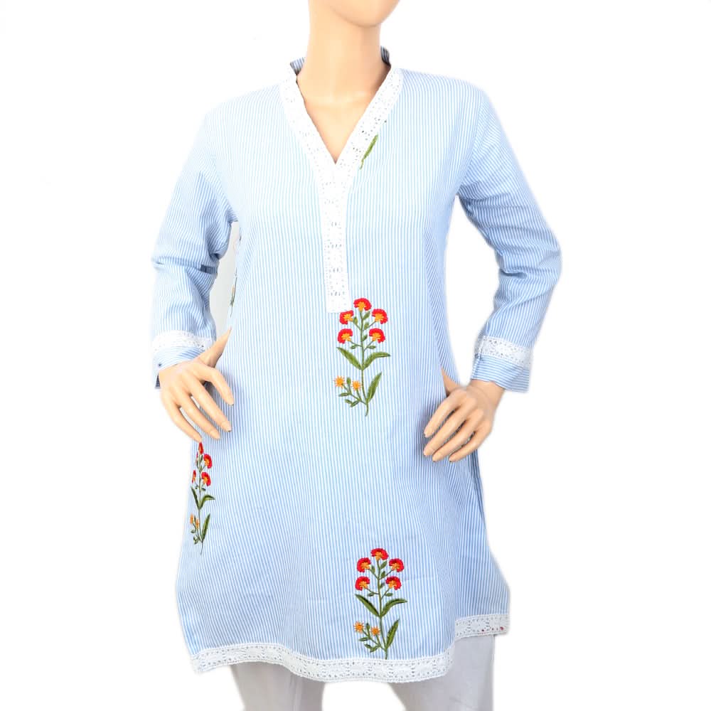 Women's Embroidered Lining Kurti - Blue, Women, Ready Kurtis, Chase Value, Chase Value