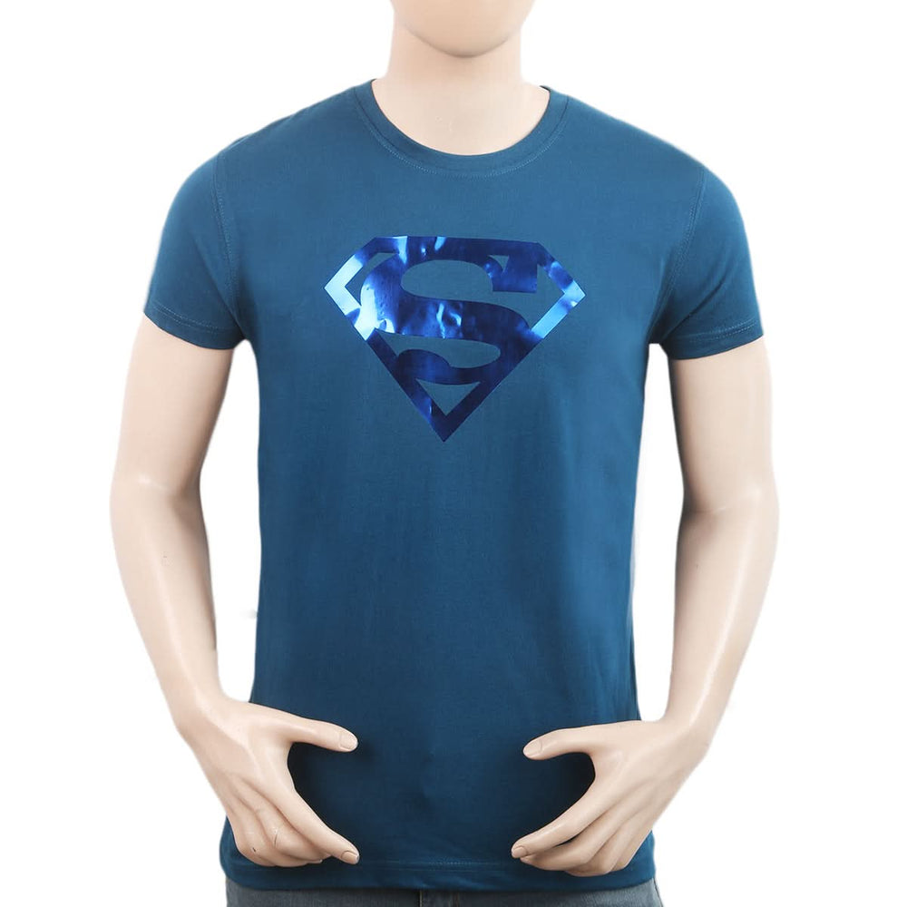 Men's Half Sleeves Round Neck T-Shirt - Steel Blue, Men, T-Shirts And Polos, Chase Value, Chase Value
