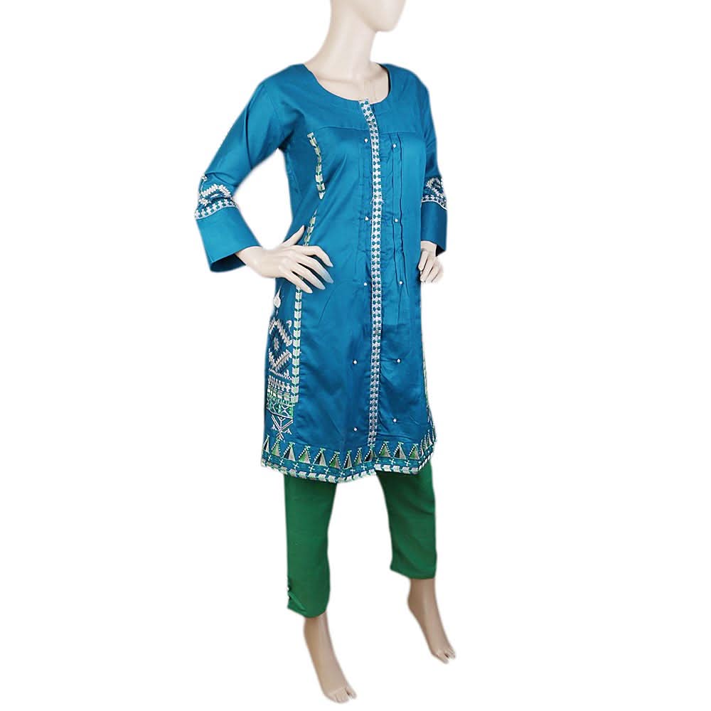Women's Embroidered 2 Piece Suit - Steel Blue, Women, Shalwar Suits, Chase Value, Chase Value