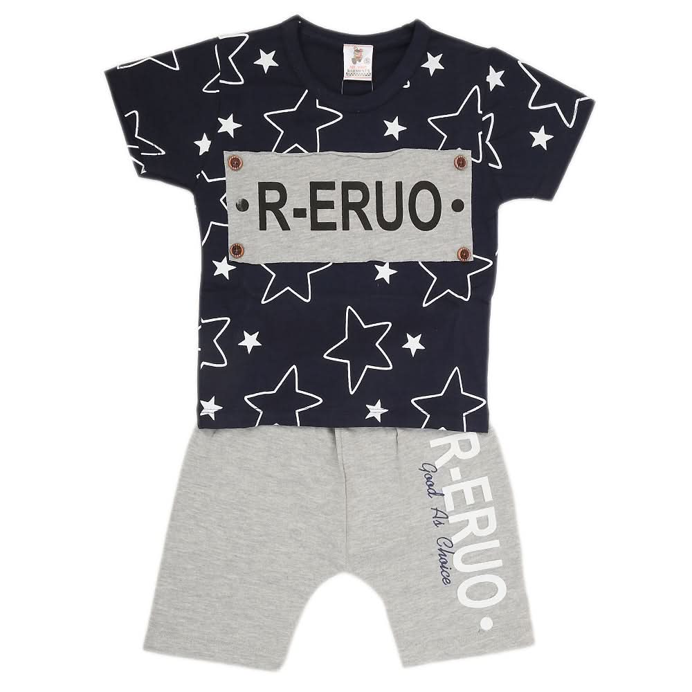 Boys Half Sleeves 2 Piece Suit - Navy Blue, Kids, Boys Sets And Suits, Chase Value, Chase Value