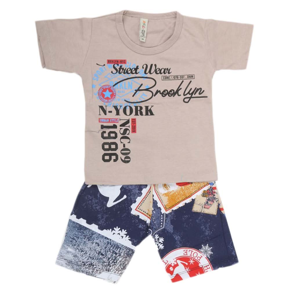 Boys Half Sleeves 2 Piece Suit - Light Grey, Kids, Boys Sets And Suits, Chase Value, Chase Value