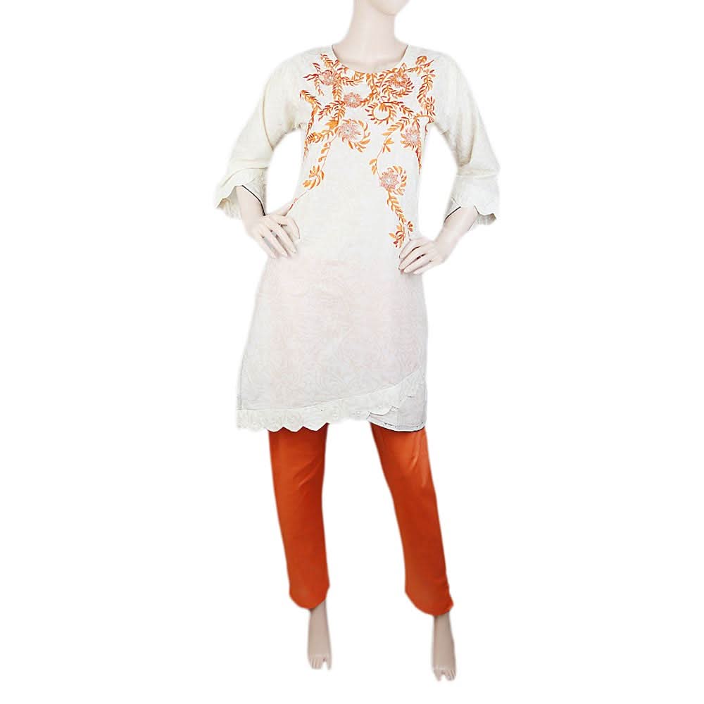 Women's Embroidered 2 Piece Suit - Cream, Women, Shalwar Suits, Chase Value, Chase Value