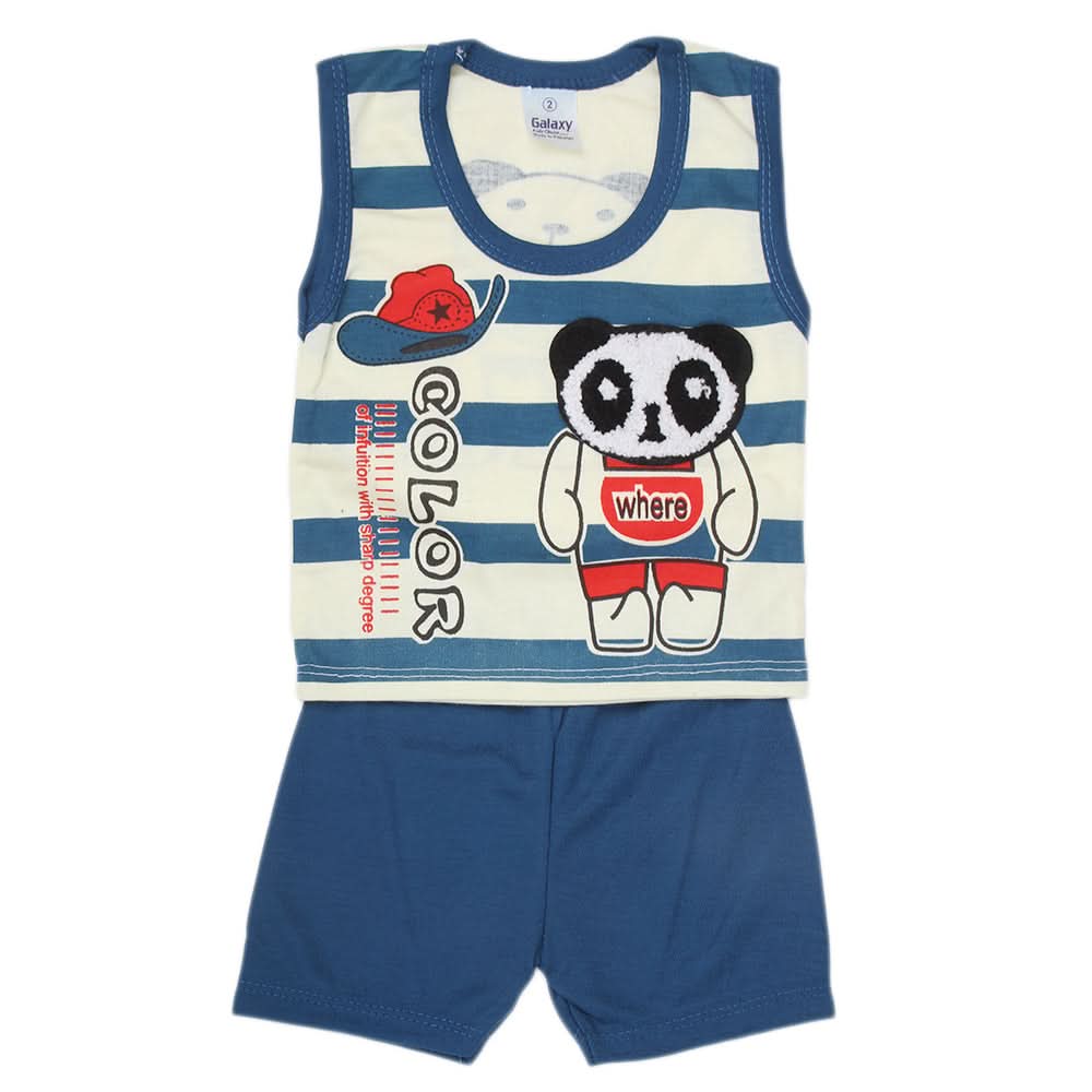 Newborn Boys Sando Suit 1120 - Steel Blue, Kids, NB Boys Sets And Suits, Chase Value, Chase Value