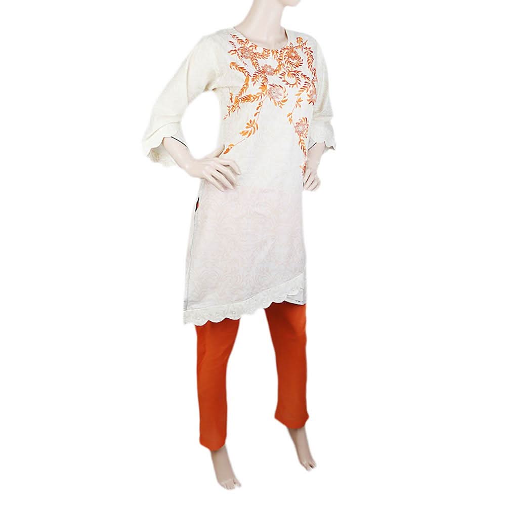 Women's Embroidered 2 Piece Suit - Cream, Women, Shalwar Suits, Chase Value, Chase Value