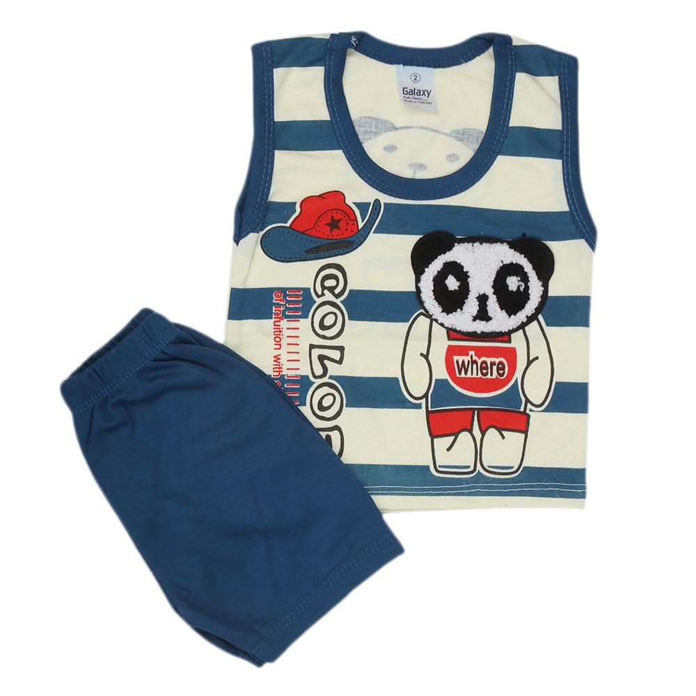 Newborn Boys Sando Suit 1120 - Steel Blue, Kids, NB Boys Sets And Suits, Chase Value, Chase Value