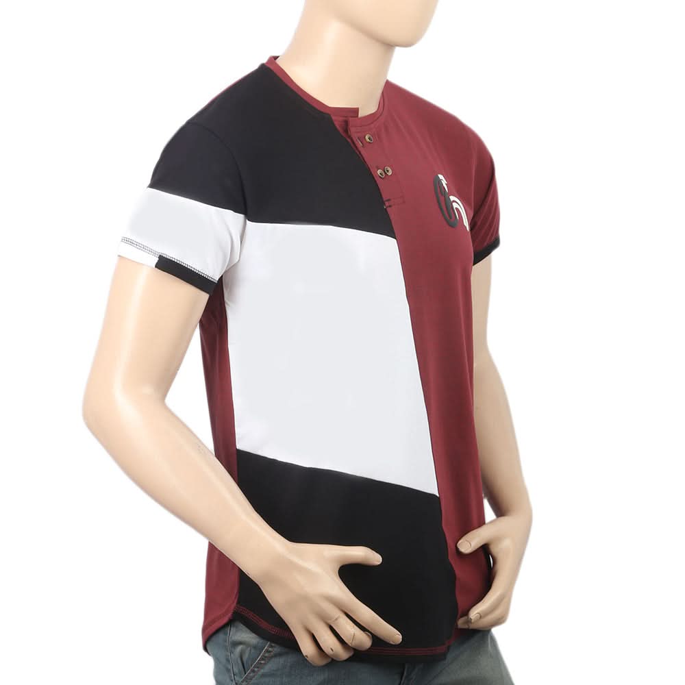 Men's Half Slevees Fancy T-Shirt - Maroon, Men, T-Shirts And Polos, Chase Value, Chase Value