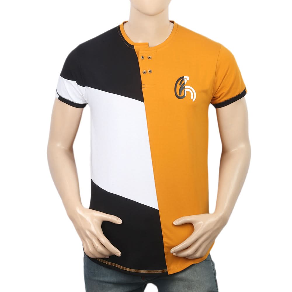 Men's Half Slevees Fancy T-Shirt - Mustard, Men, T-Shirts And Polos, Chase Value, Chase Value