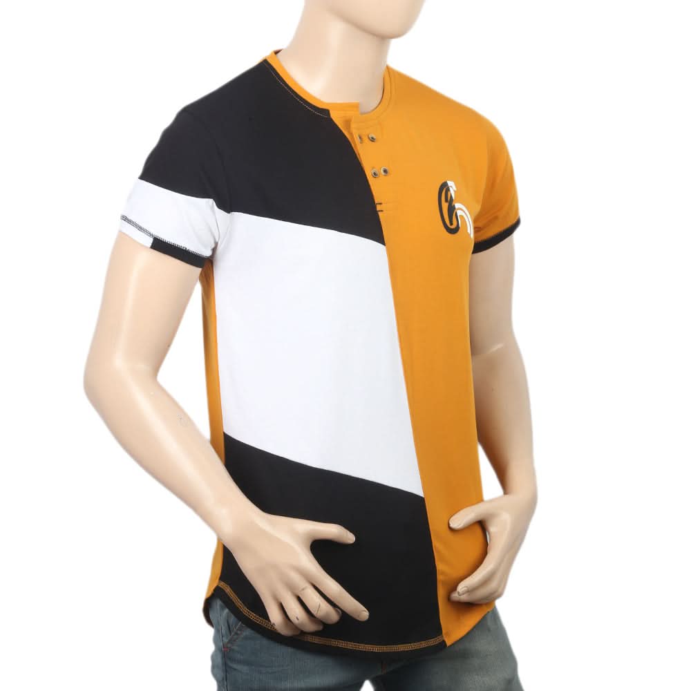 Men's Half Slevees Fancy T-Shirt - Mustard, Men, T-Shirts And Polos, Chase Value, Chase Value