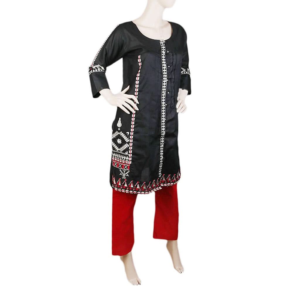 Women's Embroidered 2 Piece Suit - Black, Women, Shalwar Suits, Chase Value, Chase Value