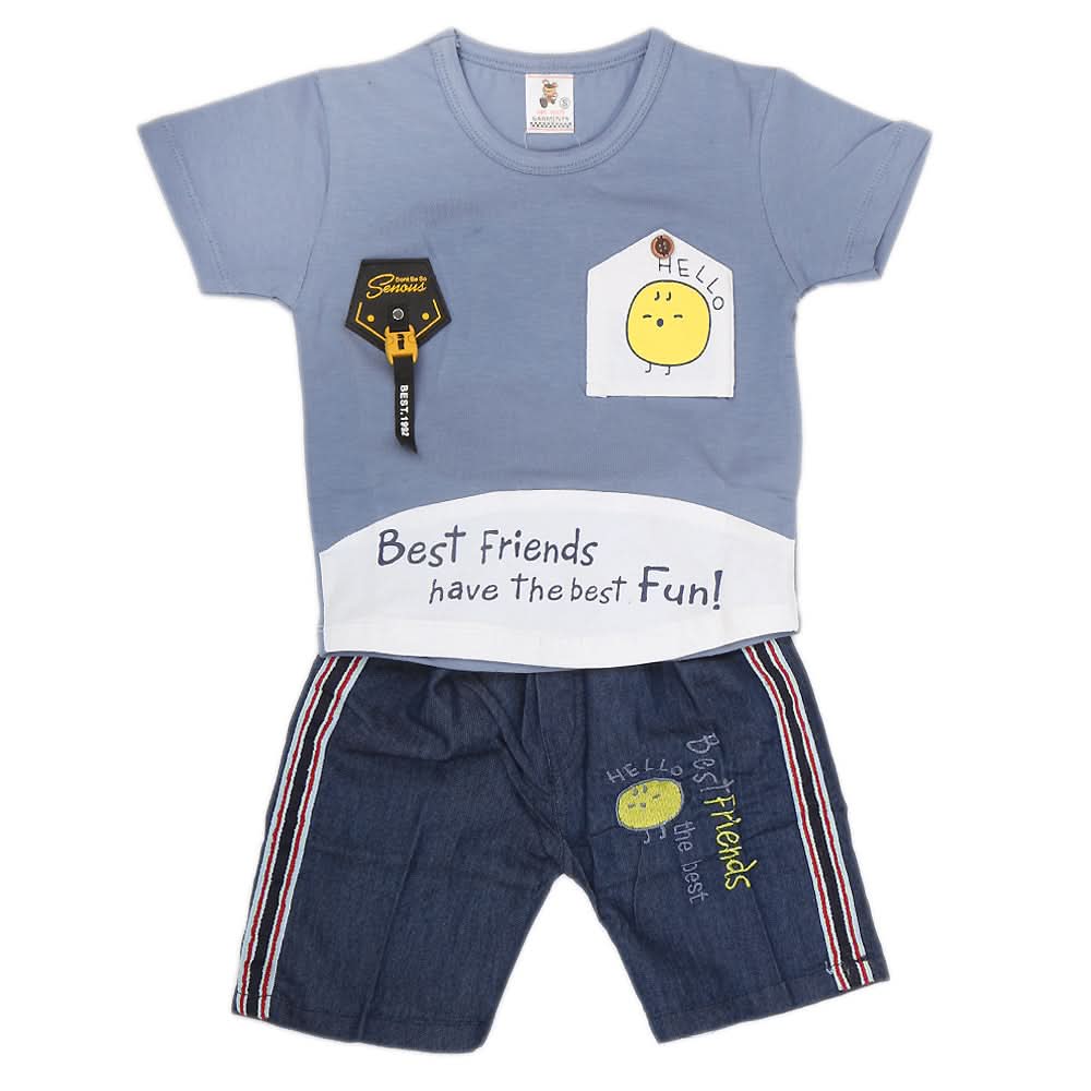 Newborn Boys Half Sleeves Suit - Blue, Kids, NB Boys Sets And Suits, Chase Value, Chase Value