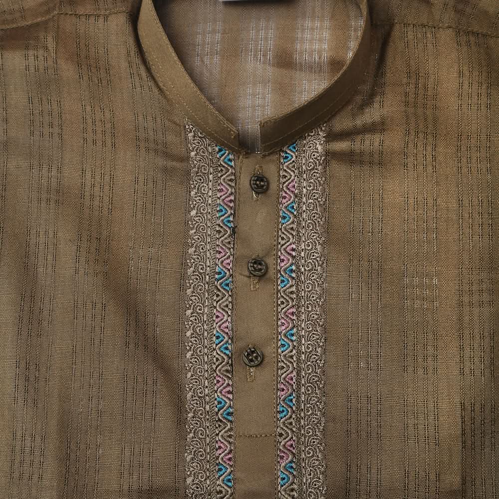 Boys Embroidered Stitched Shalwar Suit - Brown, Boys Shalwar Kameez, Chase Value, Chase Value