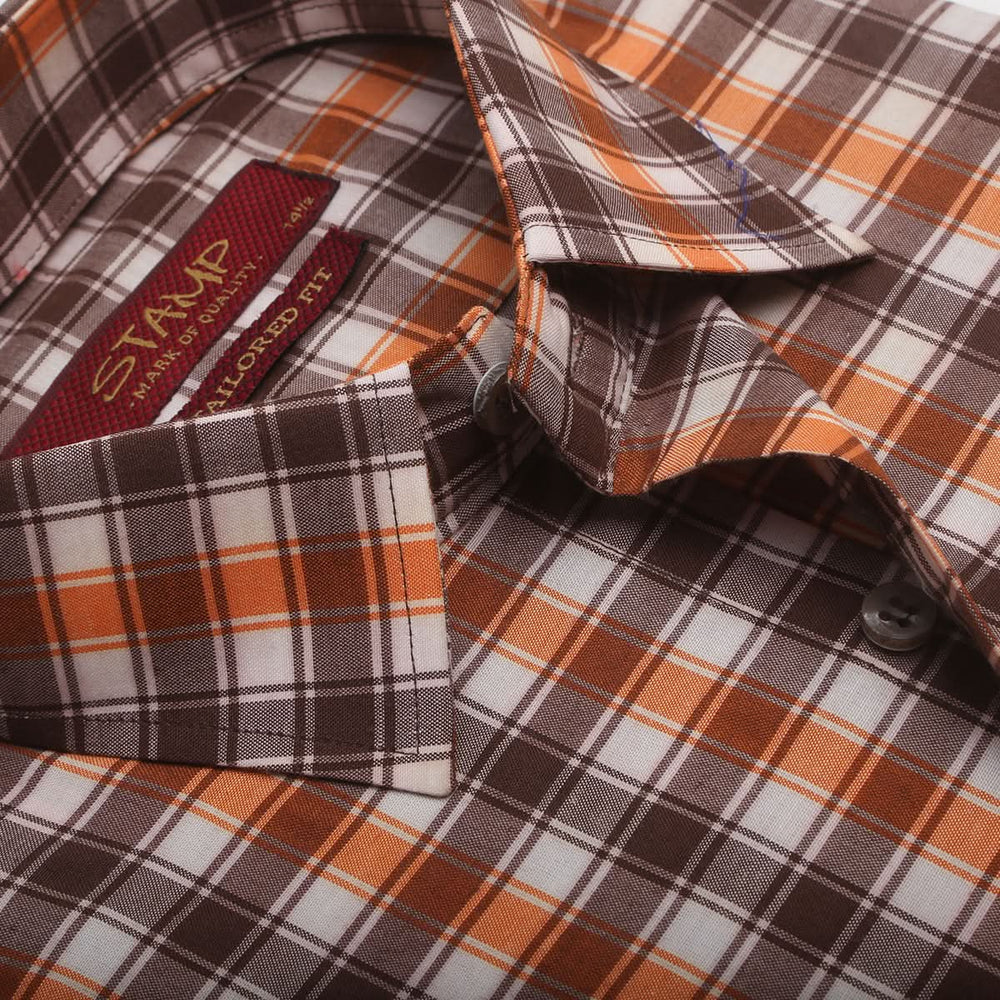 Men's Formal Shirt Check ARC 4395 - Orange, Men, T-Shirts And Polos, Chase Value, Chase Value