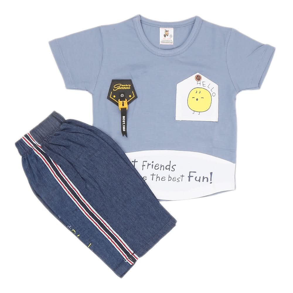 Boys Half Sleeves 2 Piece Suit - Sky Blue, Kids, Boys Sets And Suits, Chase Value, Chase Value