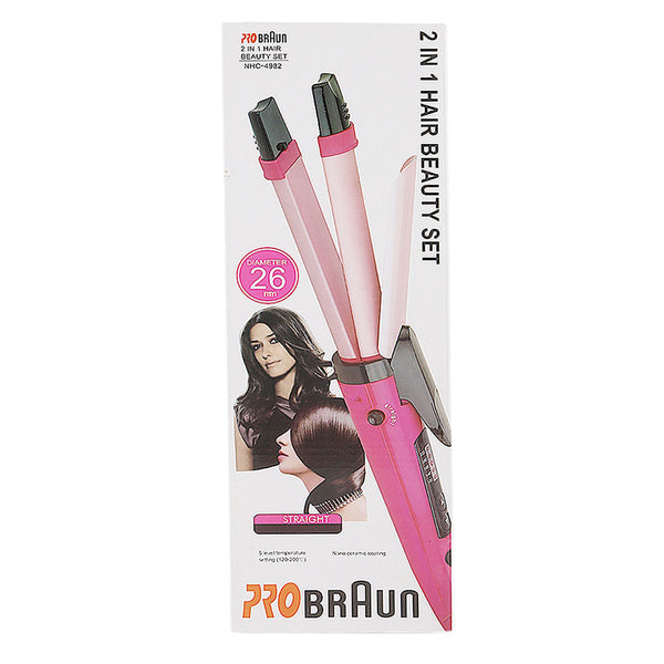 Pro Braun 2 In 1 Hair Beauty Set NHC - 4982, Home & Lifestyle, Straightener And Curler, Chase Value, Chase Value