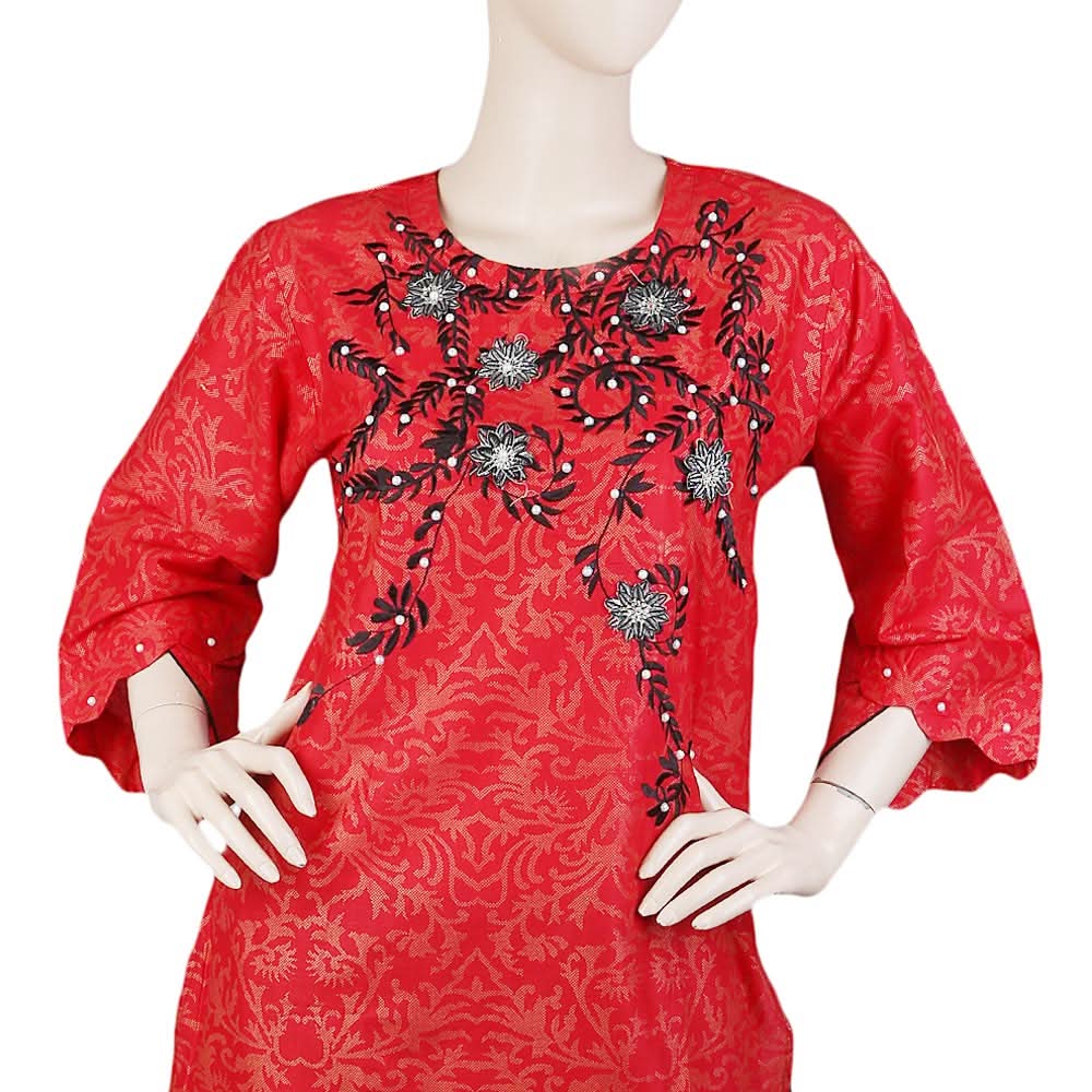 Women's Embroidered 2 Piece Suit - Red, Women, Shalwar Suits, Chase Value, Chase Value