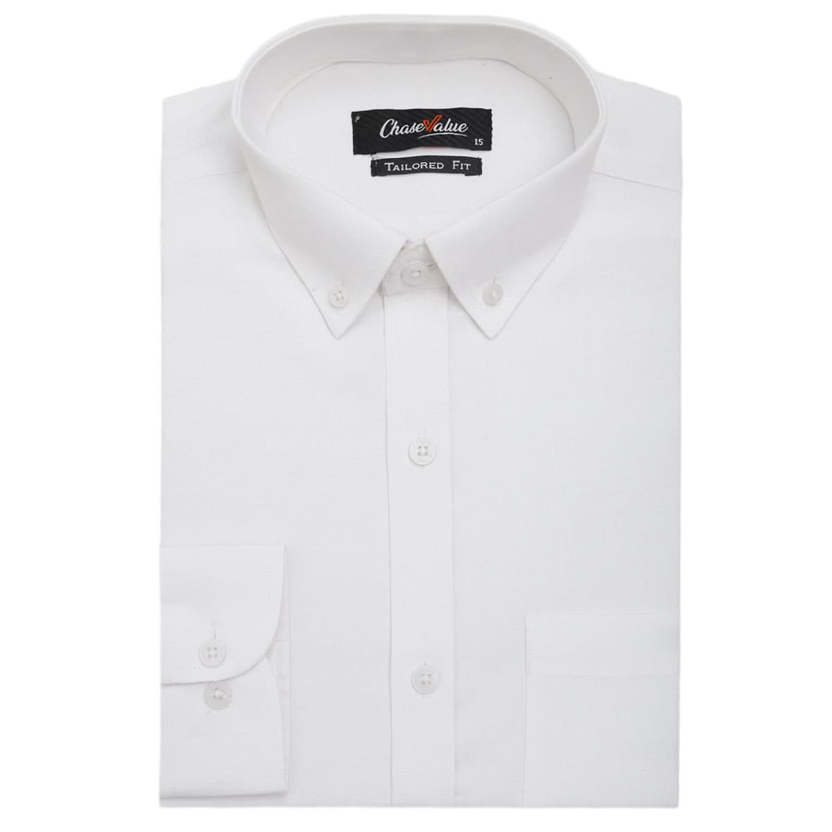 Men's Formal Full Sleeves Chambray Shirt - White, Men, T-Shirts And Polos, Chase Value, Chase Value