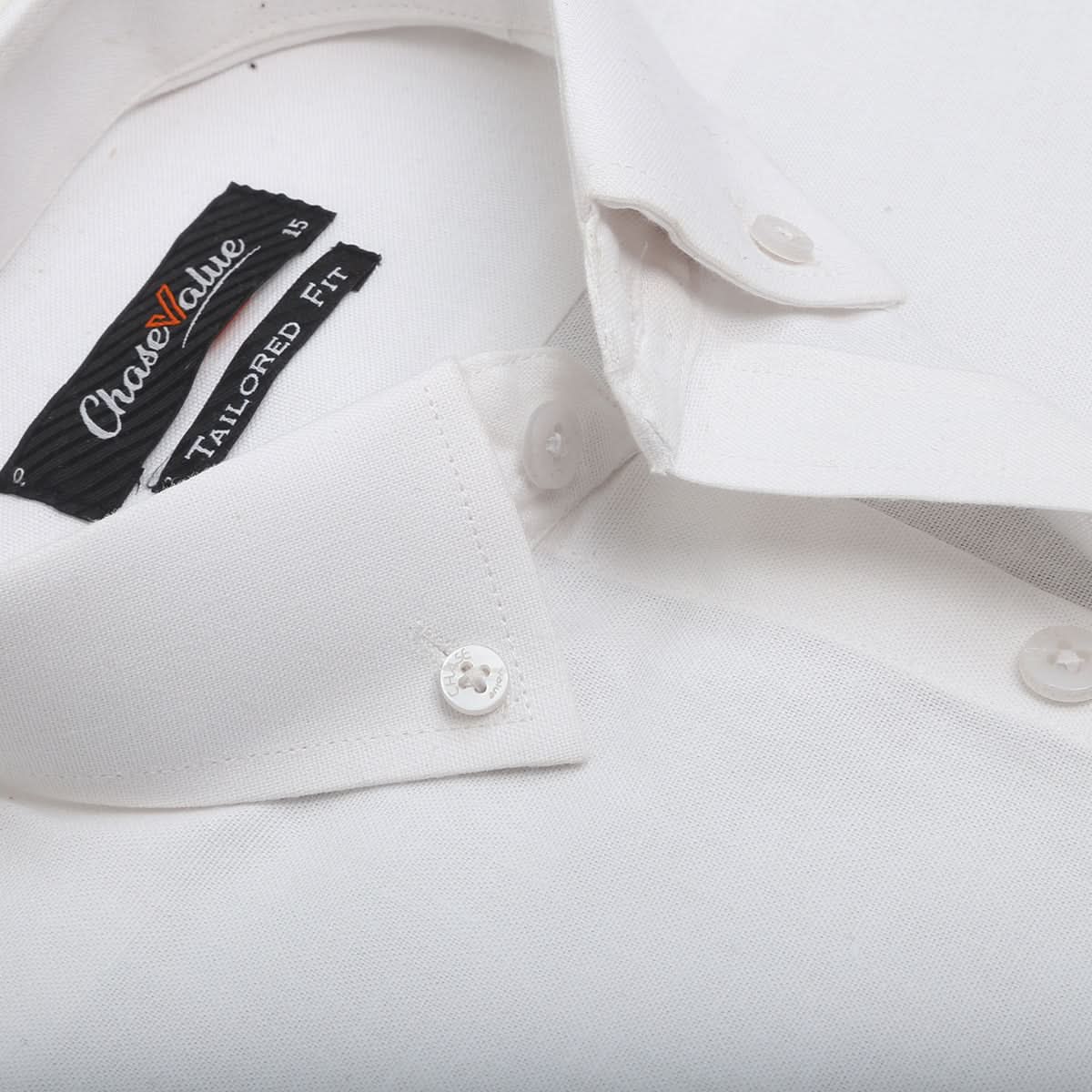 Men's Formal Full Sleeves Chambray Shirt - White, Men, T-Shirts And Polos, Chase Value, Chase Value