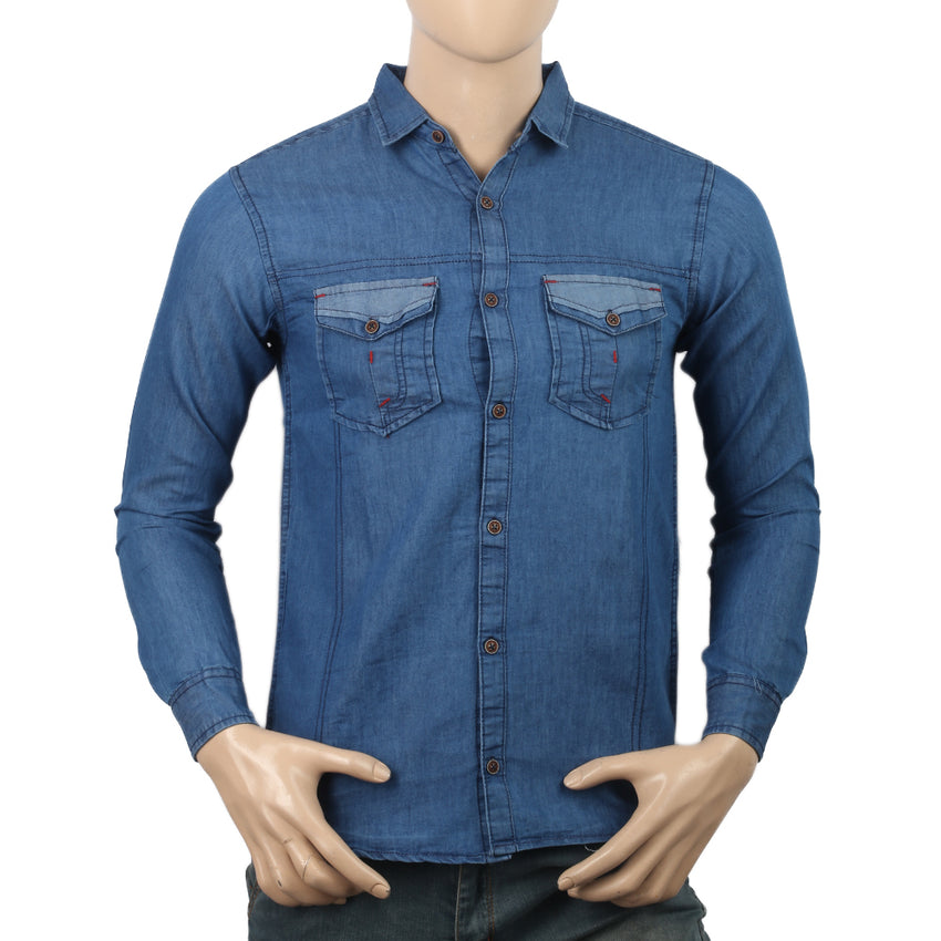 Mens Pocket Denim Shirts - Blue, Men, Shirts, Chase Value, Chase Value