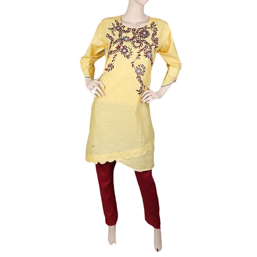 Women's Embroidered 2 Piece Suit - Yellow, Women, Shalwar Suits, Chase Value, Chase Value