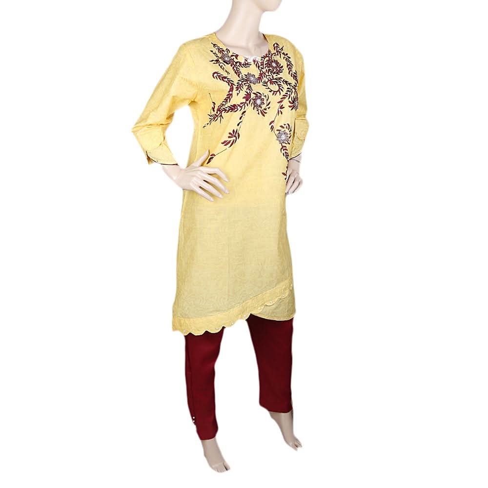 Women's Embroidered 2 Piece Suit - Yellow, Women, Shalwar Suits, Chase Value, Chase Value