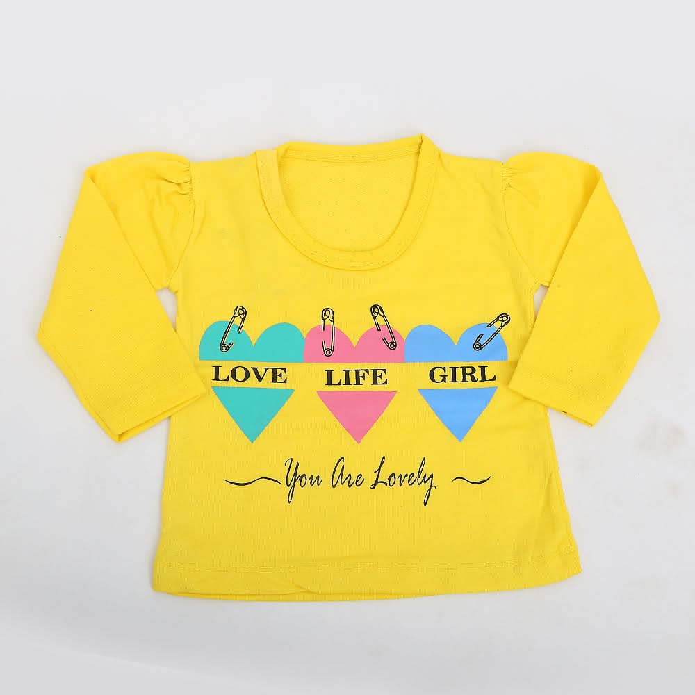 Newborn Girls Full Sleeves T-Shirt - Yellow, Kids, NB Girls T-Shirts, Chase Value, Chase Value
