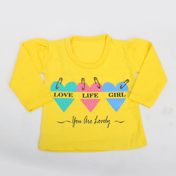 Newborn Girls Full Sleeves T-Shirt - Yellow, Kids, NB Girls T-Shirts, Chase Value, Chase Value