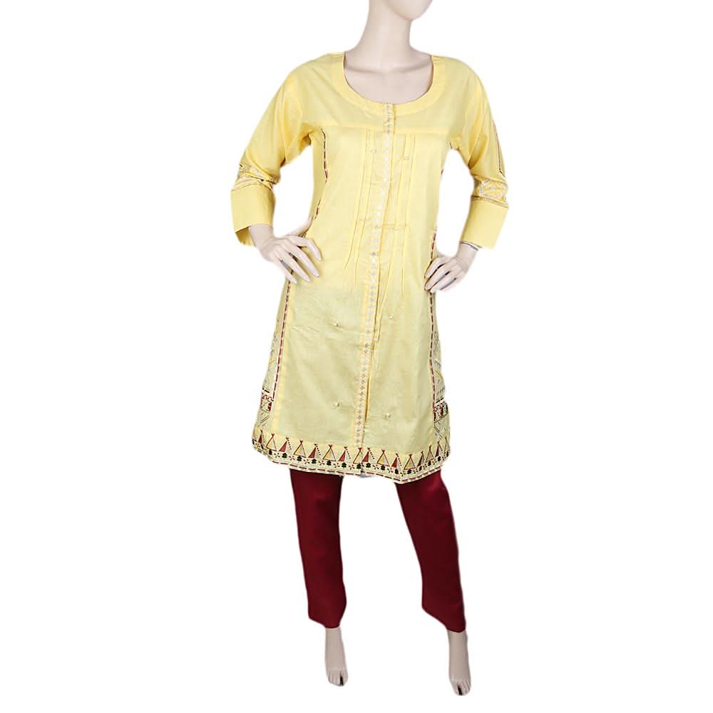 Women's Embroidered 2 Piece Suit - Yellow, Women, Shalwar Suits, Chase Value, Chase Value