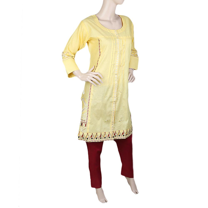 Women's Embroidered 2 Piece Suit - Yellow, Women, Shalwar Suits, Chase Value, Chase Value