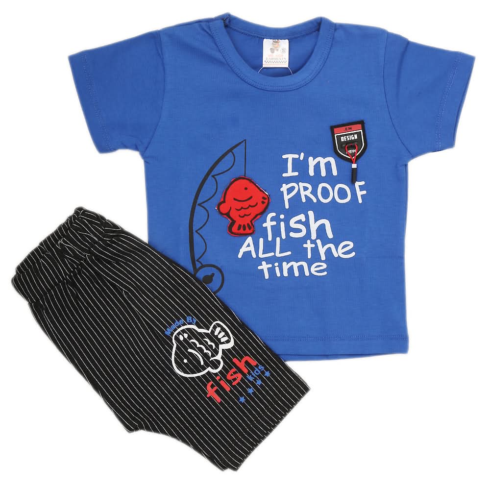Boys Half Sleeves 2 Piece Suit - Royal Blue, Kids, Boys Sets And Suits, Chase Value, Chase Value