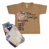 Boys Half Sleeves 2 Piece Suit - Khaki, Kids, Boys Sets And Suits, Chase Value, Chase Value