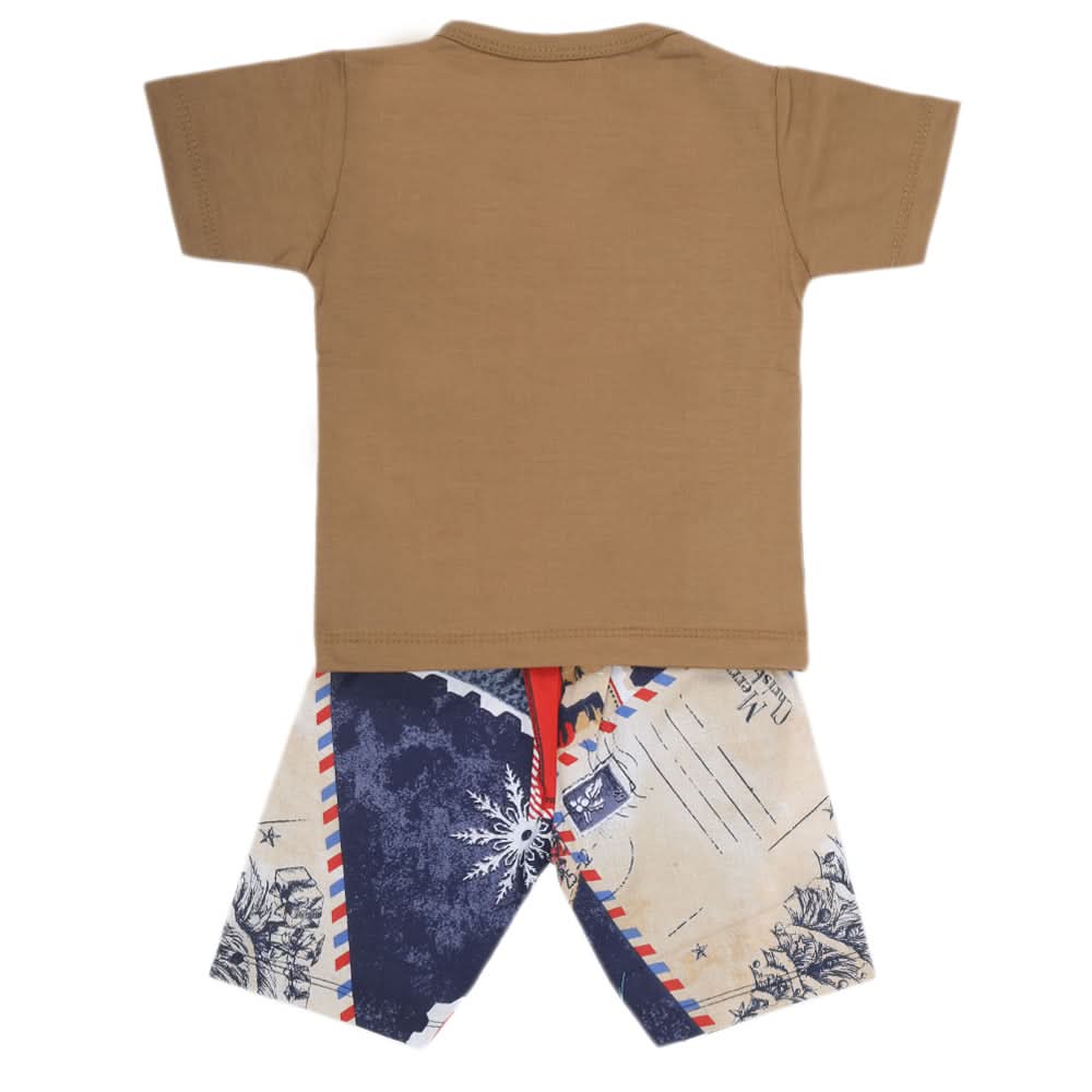 Boys Half Sleeves 2 Piece Suit - Khaki, Kids, Boys Sets And Suits, Chase Value, Chase Value