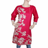Women's Front Button Embroidered Kurti - Pink, Women, Ready Kurtis, Chase Value, Chase Value