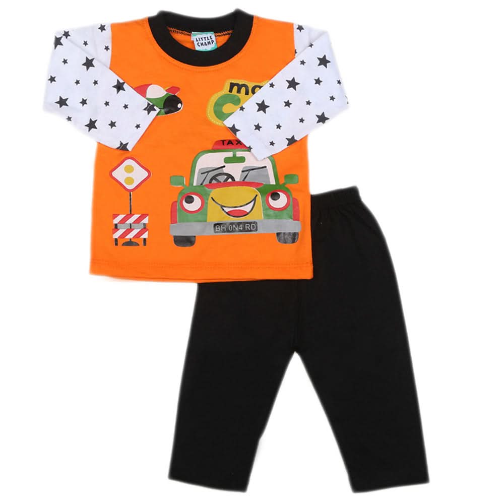 Boys Full Sleeves 2 Pcs Suit - Orange, Kids, Boys Sets And Suits, Chase Value, Chase Value