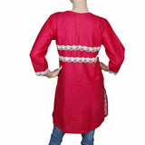 Women's Front Button Embroidered Kurti - Pink, Women, Ready Kurtis, Chase Value, Chase Value
