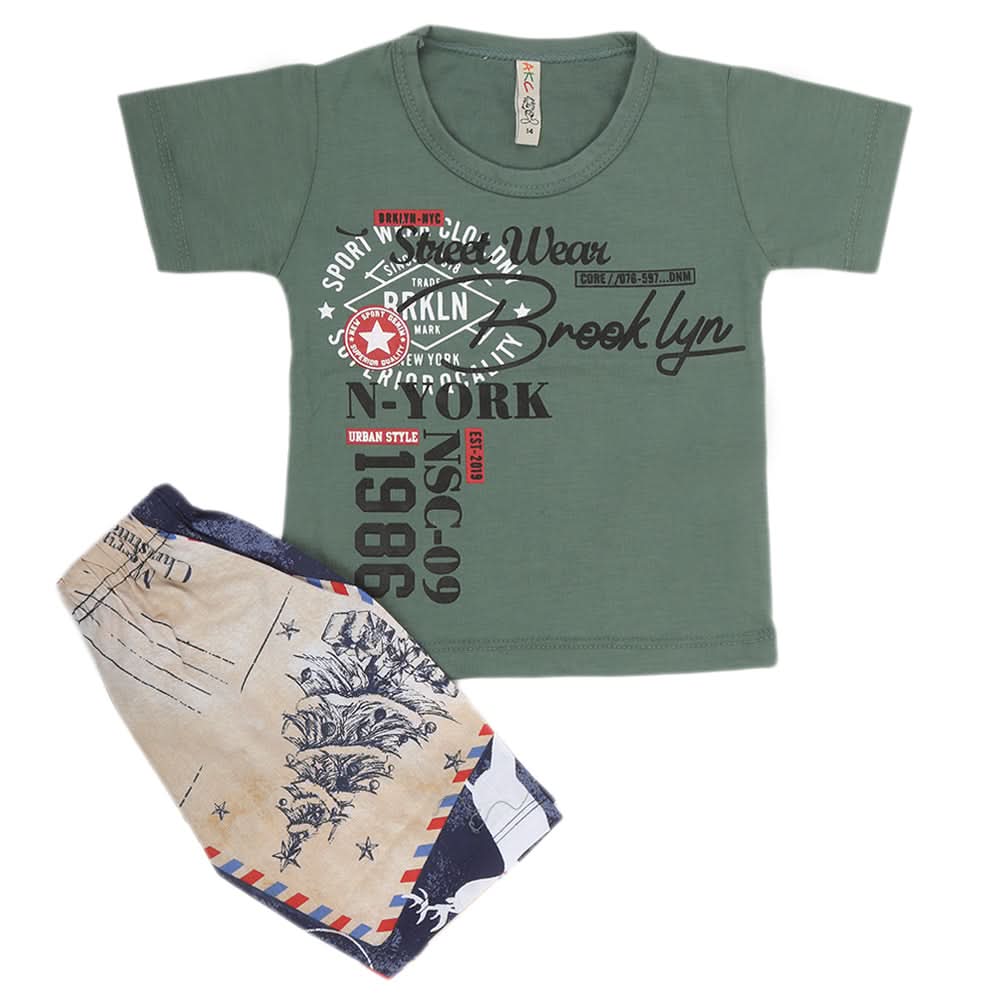Boys Half Sleeves 2 Piece Suit - Green, Kids, Boys Sets And Suits, Chase Value, Chase Value