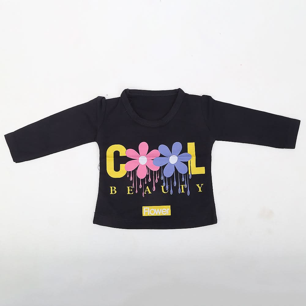 Newborn Girls Full Sleeves T-Shirt - Navy Blue, Kids, NB Girls T-Shirts, Chase Value, Chase Value