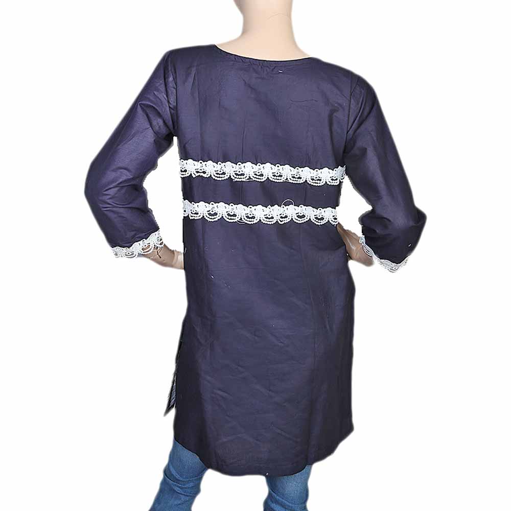 Women's Front Button Embroidered Kurti - Navy Blue, Women, Ready Kurtis, Chase Value, Chase Value