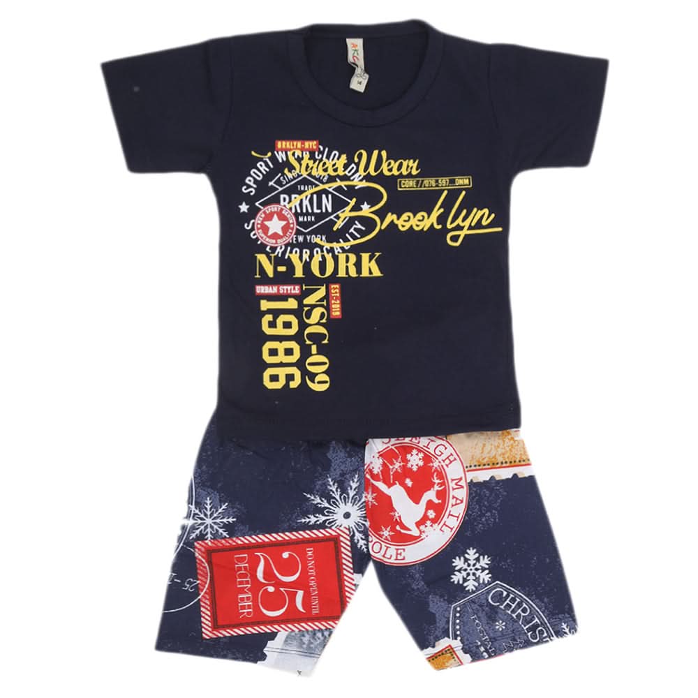 Boys Half Sleeves 2 Piece Suit - Navy Blue, Kids, Boys Sets And Suits, Chase Value, Chase Value