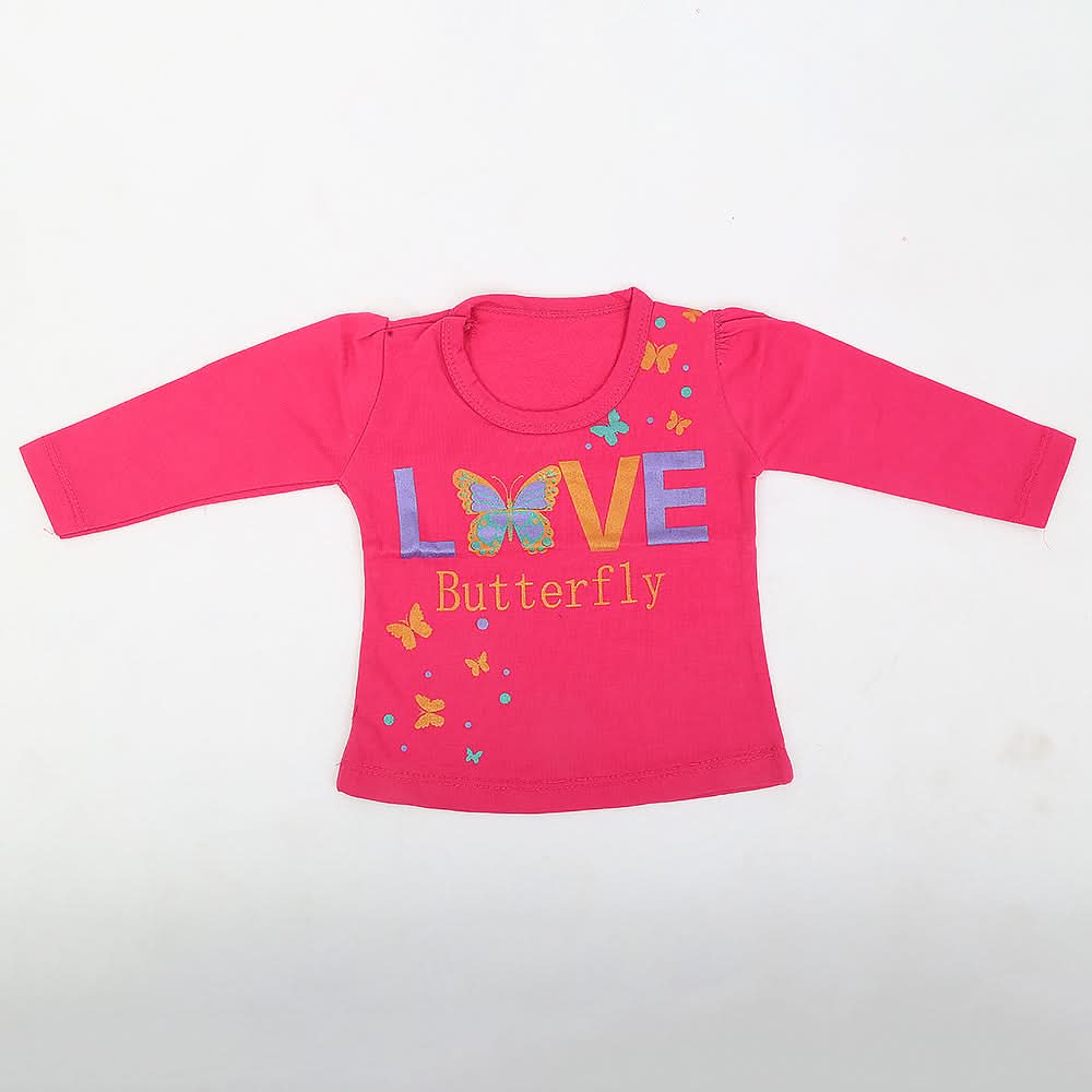 Newborn Girls Full Sleeves T-Shirt - Pink, Kids, NB Girls T-Shirts, Chase Value, Chase Value